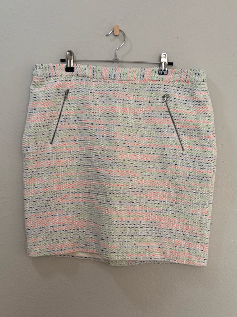 Halogen Multicolor Speckled Tweed Mini Skirt with Zip Pockets Size 16